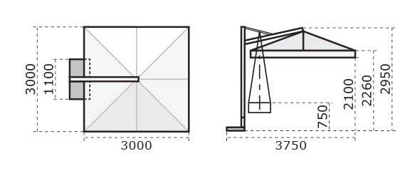 Зонт профессиональный 3х3 м Galileo Dark антрацит, слоновая кость 3000х3000 мм Зонт профессиональный 3х3 м Galileo Dark антрацит, слоновая кость 3000х3000 мм
