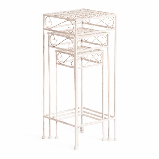 Набор столиков Secret de Maison Бьюти/Beauty 3шт металл, 30х70см/25х60см/20х50см, античный белый antique white металл