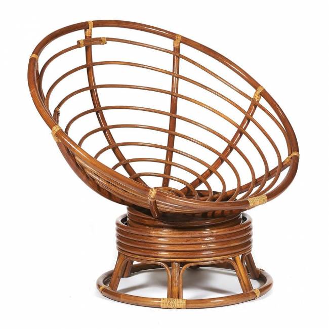 Кресло-качалка Папасан/Papasan (W 23/01 B) /с подушкой/ 115х78х104см, пекан орех, ткань коричневый, 3м7-147 Pecan (орех)