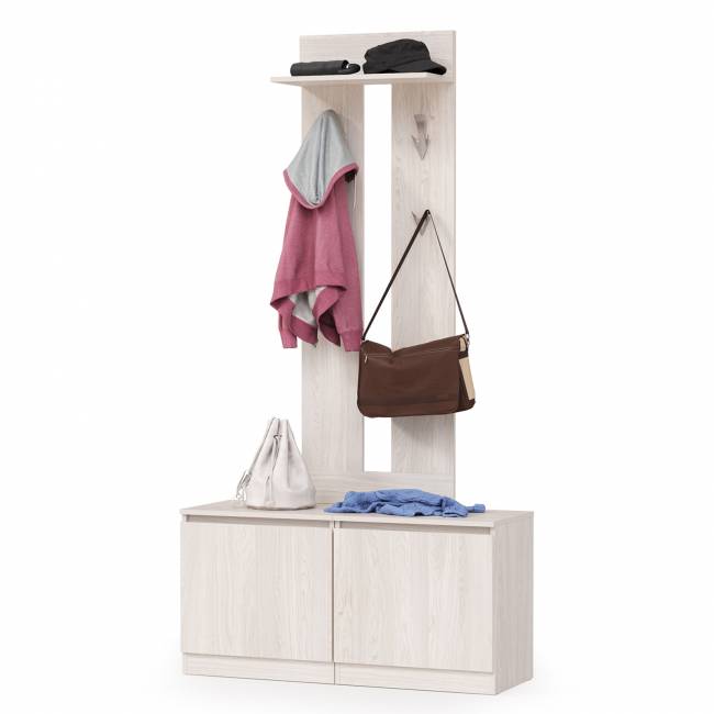 Две тумбы с одной вешалкой Ника цвет ясень анкор светлый