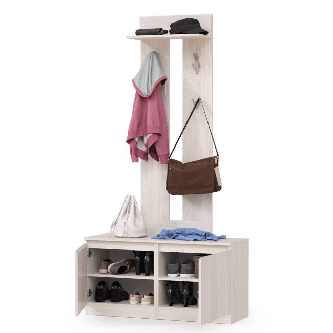 Две тумбы с одной вешалкой Ника цвет ясень анкор светлый