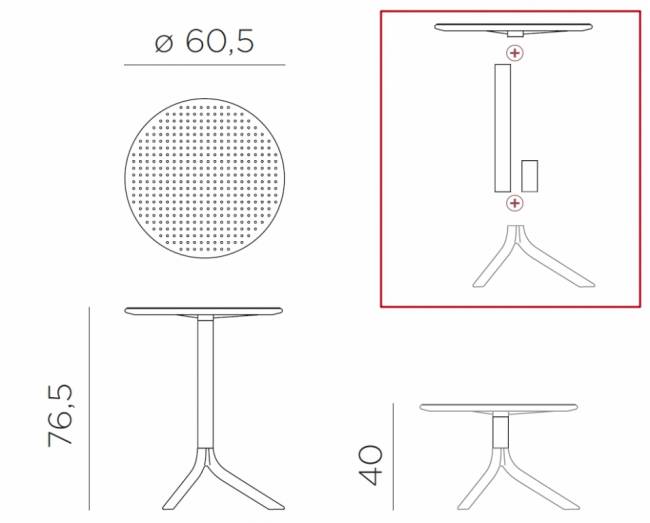 Стол пластиковый обеденный Step + Step Mini тортора Ø605х400-765 мм