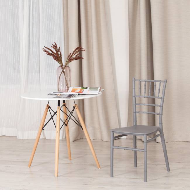 Стул Чавари/Chavari (мод.101) пластик, 40х49х88см, серый 09 (Комплект из 2 шт.) серый пластик