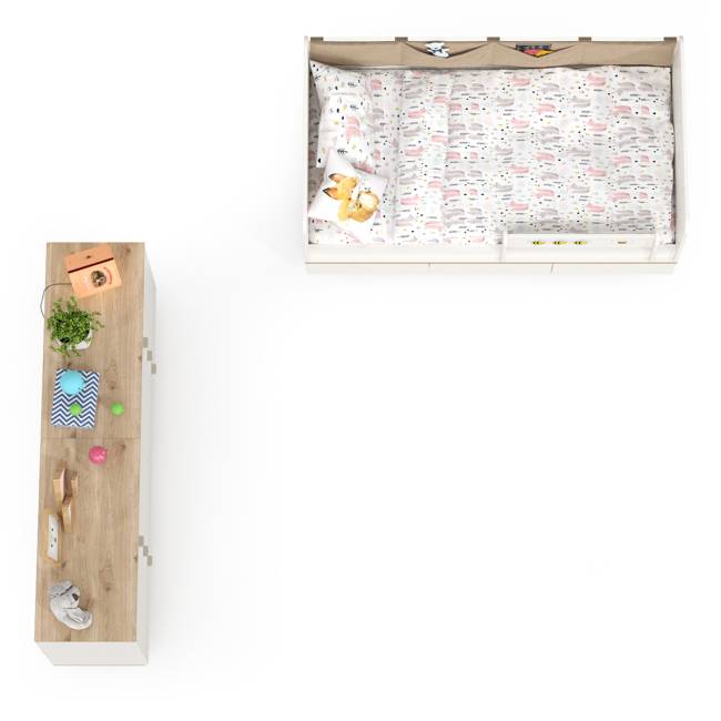 Кровать в детскую Эйп с комодами на три ящика цвет белый/дуб белый Кровать в детскую Эйп с комодами на три ящика цвет белый/дуб белый