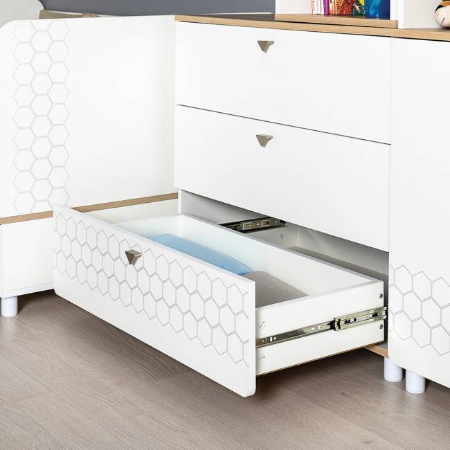 Кровать в детскую Эйп с комодами на три ящика цвет белый/дуб белый Кровать в детскую Эйп с комодами на три ящика цвет белый/дуб белый