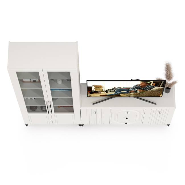 Комод с сервантом Валенсия цвет белый шагрень Комод с сервантом Валенсия цвет белый шагрень