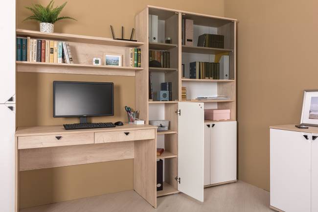 Стол с полкой Бостон цвет дуб эндгрейн элегантный