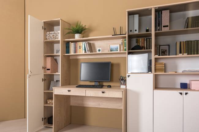 Стол с полкой Бостон цвет дуб эндгрейн элегантный