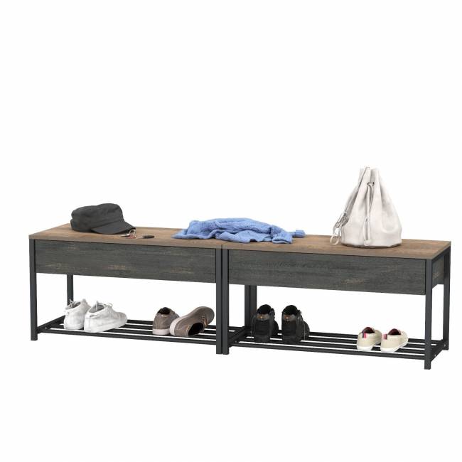 Две тумбы для обуви с сиденьем Трувор цвет дуб гранж песочный/интра