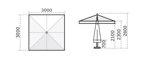 Зонт профессиональный 3х3 м Napoli Standard антрацит, слоновая кость 3000х3000 мм Зонт профессиональный 3х3 м Napoli Standard антрацит, слоновая кость 3000х3000 мм
