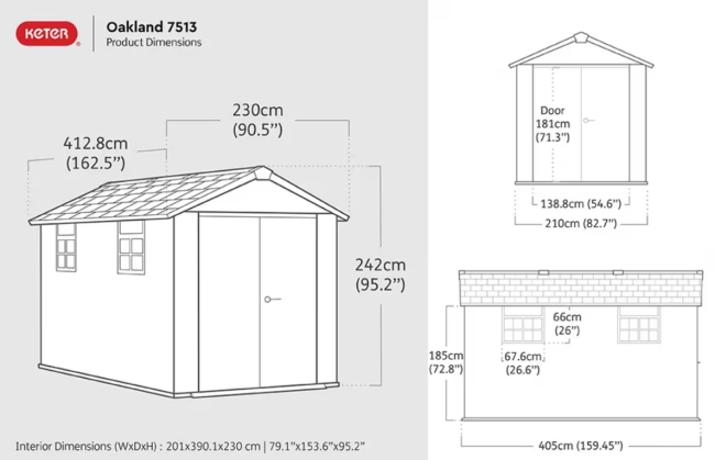 Сарай "Окланд 7513" (размеры 210 x 405 см)