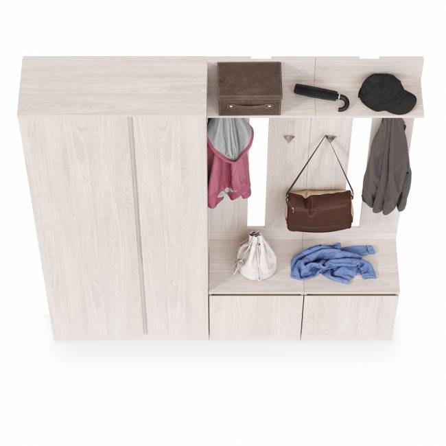 Шкаф для одежды и обувницы с вешалками для верхней одежды Ника цвет ясень анкор светлый