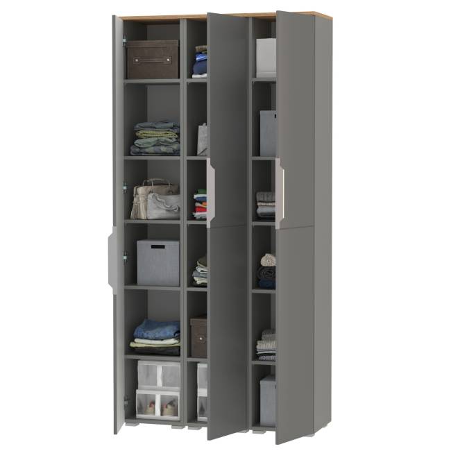 Набор из трёх шкаф-пеналов Октава цвет серый графит/дуб крафт золотой