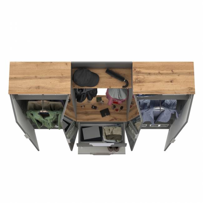 Большая прихожая Октава № 27 цвет серый графит/дуб крафт золотой