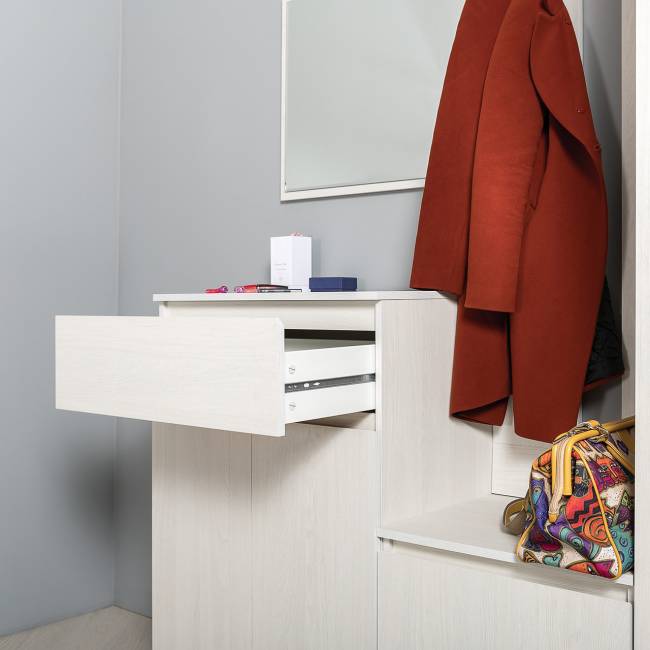 Тумба с вешалкой для верхней одежды и тумба-комод Ника цвет ясень анкор светлый