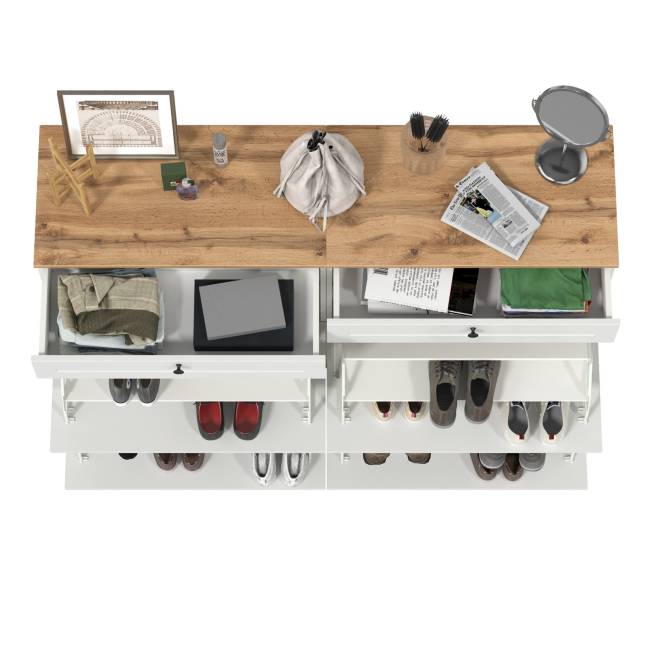 Две тумбы для обуви Остин цвет белый шагрень/дуб крафт золотой Две тумбы для обуви Остин цвет белый шагрень/дуб крафт золотой