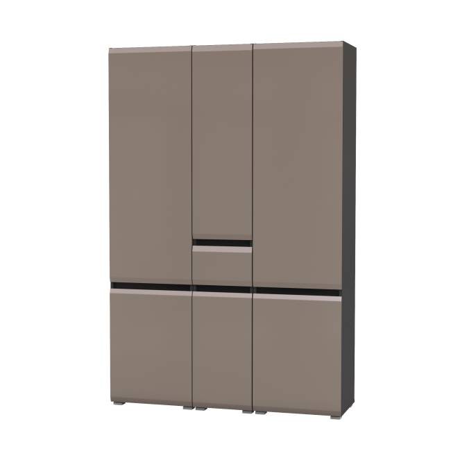 Два шкафа с дверками и шкаф-пенал с ящиком Сидней цвет антрацит/МДФ веллюто капучино Два шкафа с дверками и шкаф-пенал с ящиком Сидней цвет антрацит/МДФ веллюто капучино