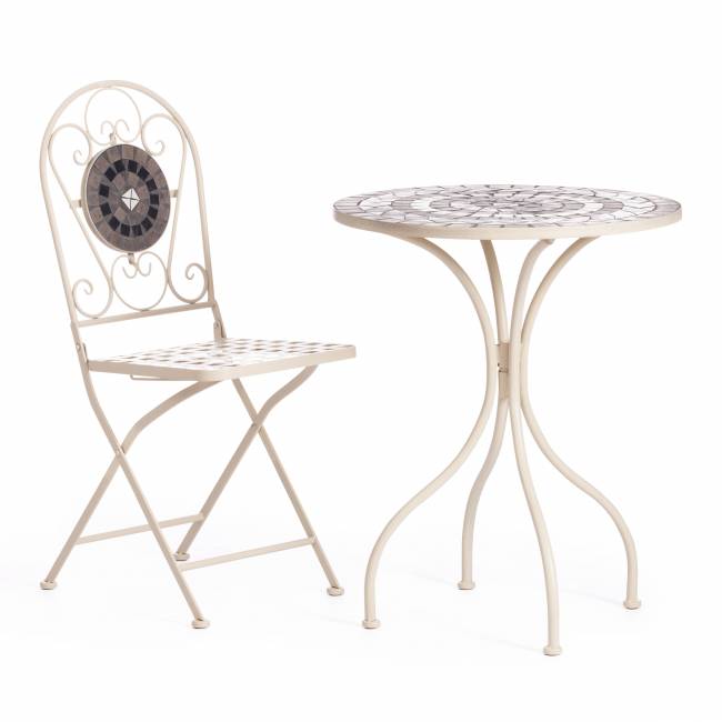 Стул Secret de Maison VICENZA (mod. PL08-7451RV) металл, 36*35*91 см, белый/плитка "калейдоскоп" (Комплект из 2 шт.) белый металл