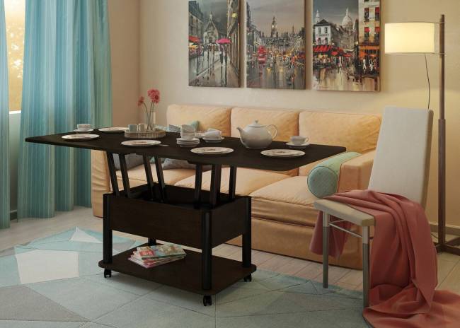 Стол-трансформер Дебют 3 темный венге / ножки черные