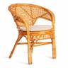 Комплект террасный Пеланги/Pelangi (стол со стеклом + 2 кресла) /с подушками/ ротанг, кресло 65х65х77см, стол диаметр 64х61см, медовый Honey (мед) ротанг