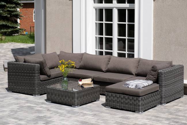 "Лунго" трансформирующаяся лаунж-зона из искусственного ротанга, цвет графит