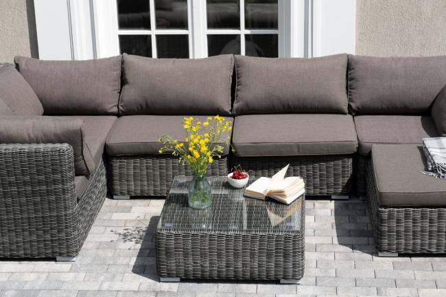 "Лунго" трансформирующаяся лаунж-зона из искусственного ротанга, цвет графит