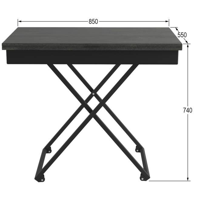 Стол универсальный трансформируемый АНДРЭ Loft ЛДСП интра/чёрный Стол универсальный трансформируемый АНДРЭ Loft ЛДСП интра/чёрный