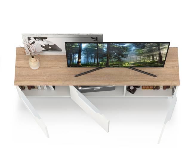 Тумба под ТВ 13.267.01 цвет белый шагрень/дуб сонома