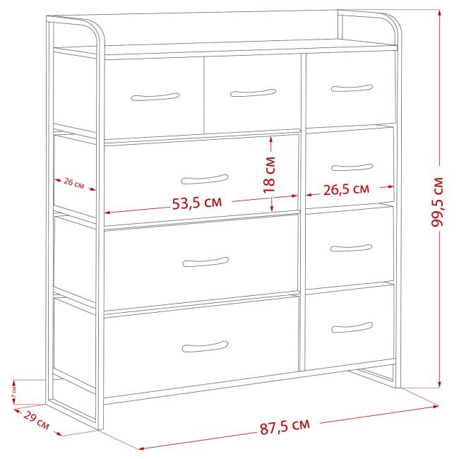 Комод Leset Ноа 9 ящиков Белый Светло-серый Комод Leset Ноа 9 ящиков Белый Светло-серый