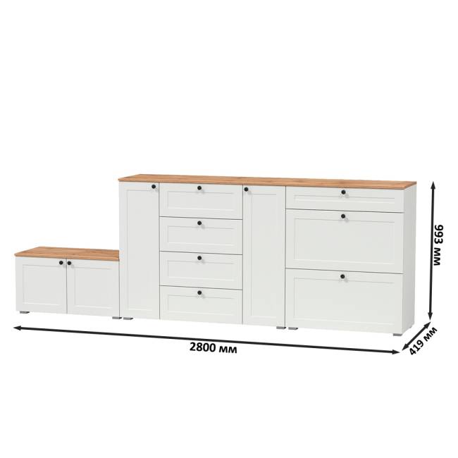 Комод с обувницей и тумбой Остин цвет белый шагрень/дуб крафт золотой Комод с обувницей и тумбой Остин цвет белый шагрень/дуб крафт золотой