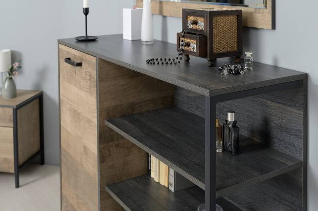 Два комода с одним ящиком и дверкой и ТВ-тумба Трувор цвет дуб гранж песочный/интра Два комода с одним ящиком и дверкой и ТВ-тумба Трувор цвет дуб гранж песочный/интра