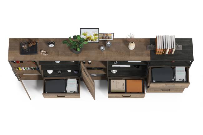 Два комода с ящиком и дверкой и комод с тремя ящиками Трувор цвет дуб гранж песочный/интра Два комода с ящиком и дверкой и комод с тремя ящиками Трувор цвет дуб гранж песочный/интра