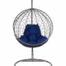 Подвесное кресло из ротанга "Kokos Gray" синяя подушка