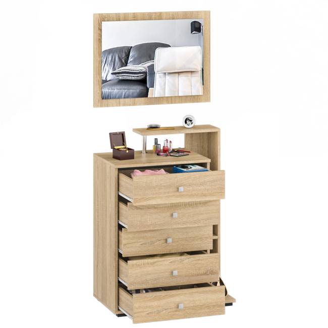 Комод с зеркалом Камелия цвет дуб сонома