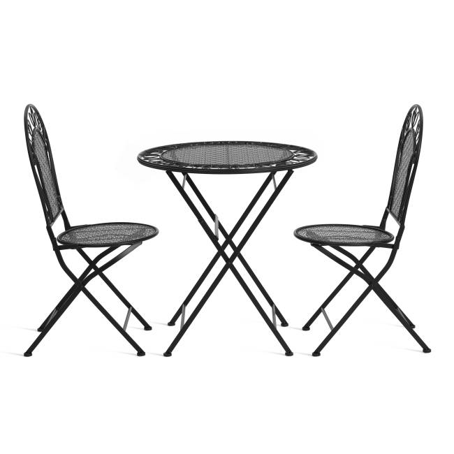Комплект (стол + 2 стула) Secret de Maison Амальфи/Amalfi металл, черный (Комплект из 2 шт.) черный металл Комплект (стол + 2 стула) Secret de Maison Амальфи/Amalfi металл, черный (Комплект из 2 шт.) черный металл