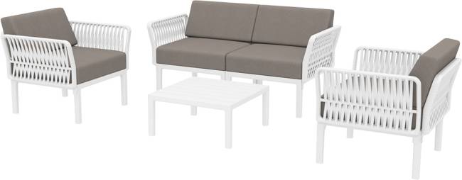 Комплект пластиковой мебели Portofino Lounge белый, светло-коричневый