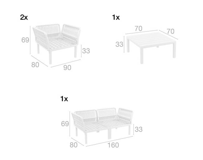 Комплект пластиковой мебели Portofino Lounge белый, светло-коричневый