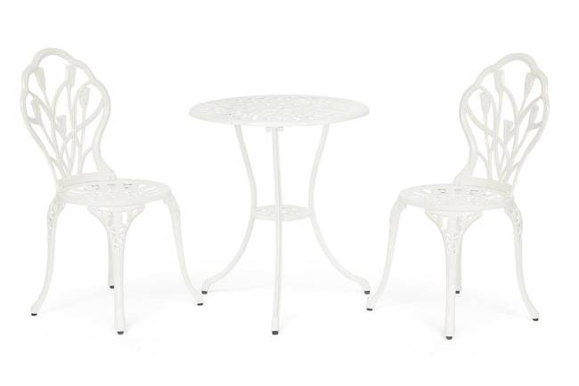 Комплект Secret de Maison Вальс Цветов/Waltz of Flowers (стол+2 стула) алюминиевый сплав, D60/H67, 52х40х89см, античный белый butter white алюминиевый сплав