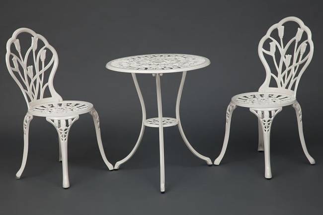 Комплект Secret de Maison Вальс Цветов/Waltz of Flowers (стол+2 стула) алюминиевый сплав, D60/H67, 52х40х89см, античный белый butter white алюминиевый сплав