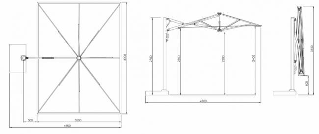 Зонт профессиональный 3х4 м Astro Carbon графит, слоновая кость 3000х4000 мм