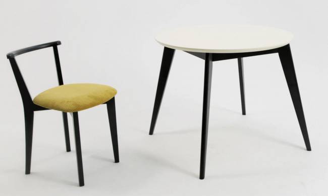 Стол Arki К 100 чёрный/слоновая кость