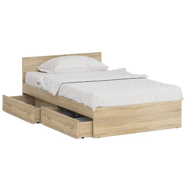 Кровать с ящиками Стандарт 1200 цвет дуб сонома Кровать с ящиками Стандарт 1200 цвет дуб сонома
