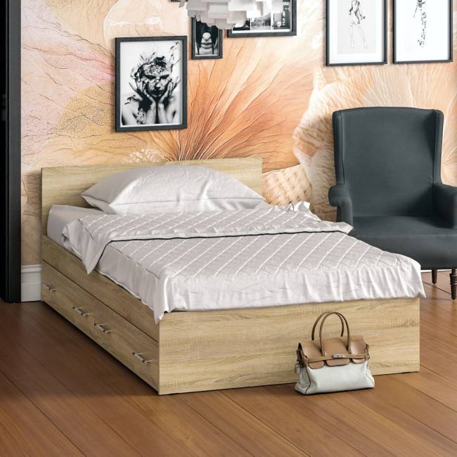 Кровать с ящиками Стандарт 1200 цвет дуб сонома Кровать с ящиками Стандарт 1200 цвет дуб сонома
