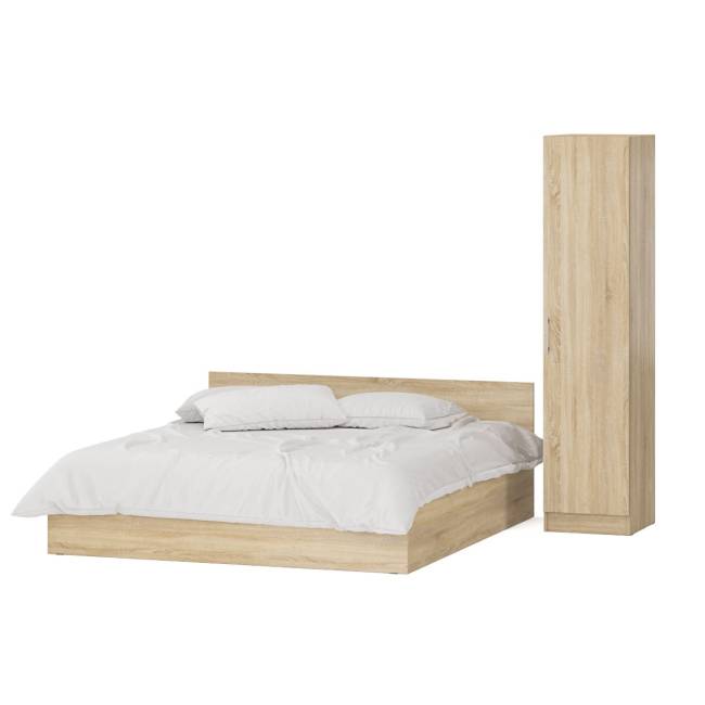 Двуспальная кровать с ящиками 1800 с пеналом Стандарт цвет дуб сонома Двуспальная кровать с ящиками 1800 с пеналом Стандарт цвет дуб сонома