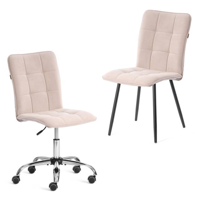 Комплект кресло+стул Бари/Bari LT, велюр, бежевый/черный, 7 бежевый/черный флок Комплект кресло+стул Бари/Bari LT, велюр, бежевый/черный, 7 бежевый/черный флок