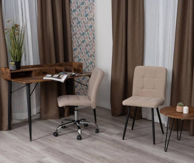 Комплект кресло+стул Медео/Medeo LT, велюр, бежевый/черный, 7 бежевый/черный флок