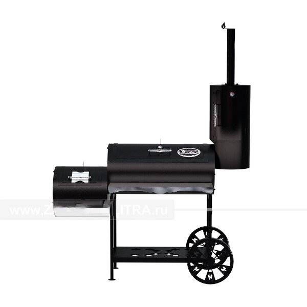 Гриль-Смокер XXL, из стали толщиной 4 мм, с топкой слева, в термостойкой покраске Гриль-Смокер XXL, из стали толщиной 4 мм, с топкой слева, в термостойкой покраске