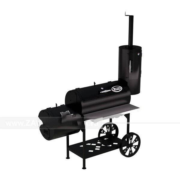 Гриль-Смокер XXL, из стали толщиной 4 мм, с топкой слева, в термостойкой покраске Гриль-Смокер XXL, из стали толщиной 4 мм, с топкой слева, в термостойкой покраске