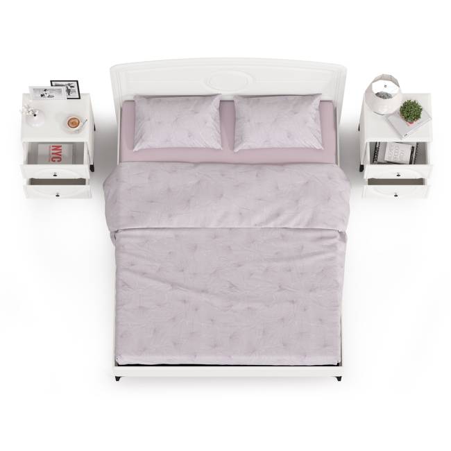 Кровать 1600 с ортопедическим основанием Валенсия и две тумбочки цвет белый шагрень