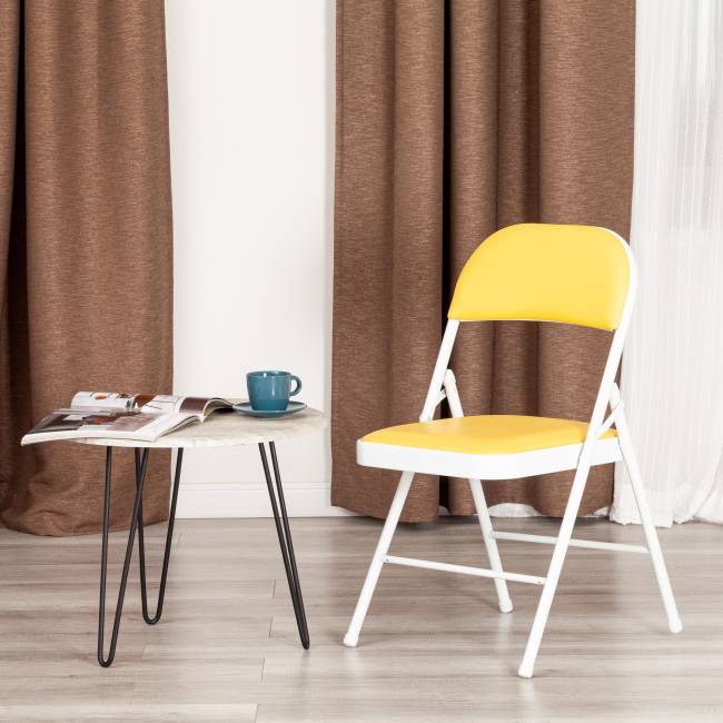 Стул складной FOLDER (mod. 3022G) / 1 шт. в упаковке каркас: металл, сиденье/спинка: экокожа, 46.5 х 47.5 х 79 см, yellow (желтый) / white (белый) желтый, белый каркас: металл, сиденье/спинка: экокожа